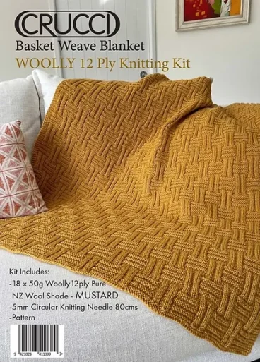 Blanket Knitting Kit | Basket Weave | Crucci